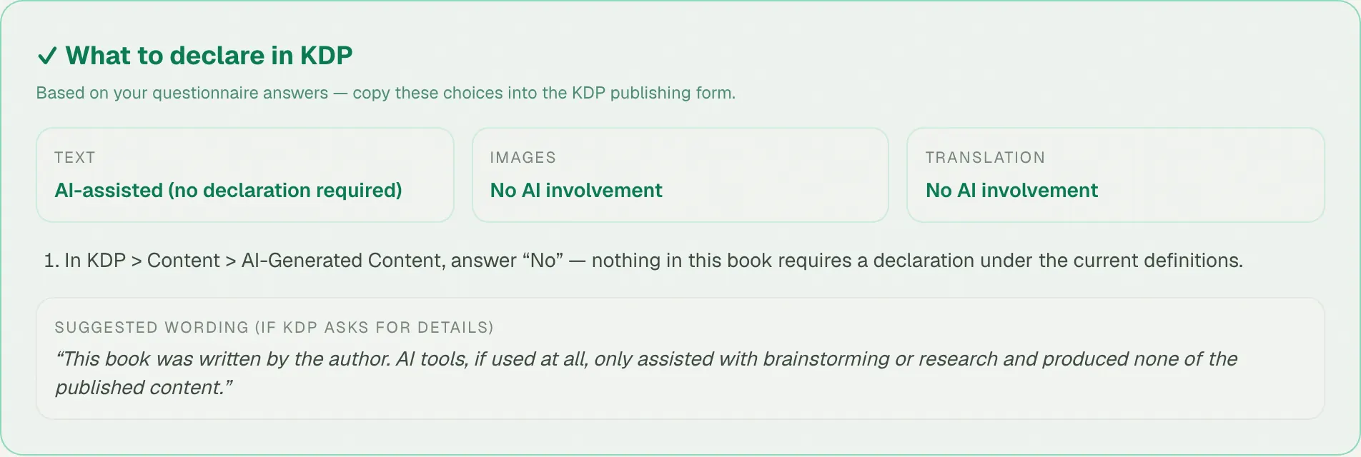 What to declare in KDP — text, images and translation