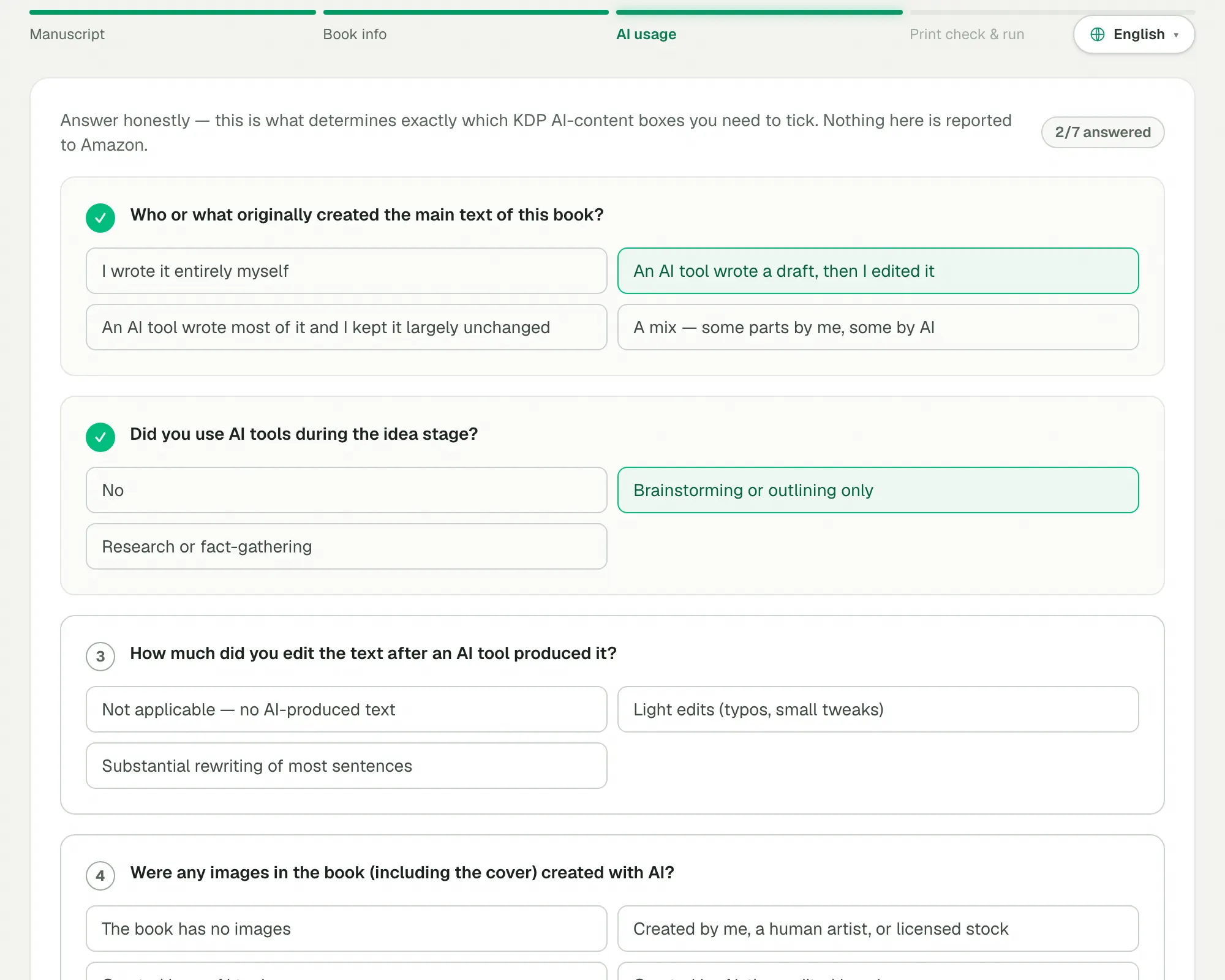New readiness scan wizard — the AI-usage questionnaire
